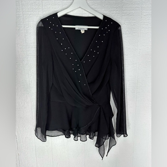 Patra rhinestone black blouse size 12 - Picture 1 of 8